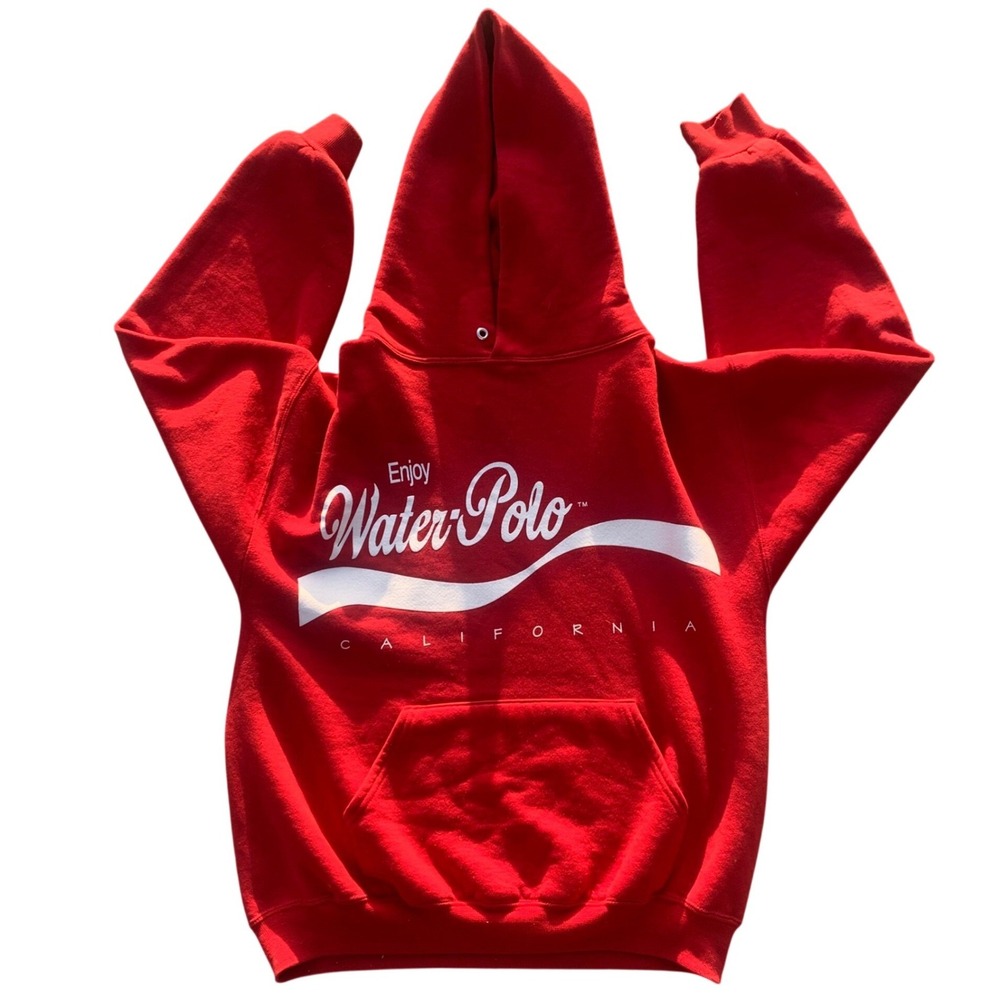 Vintage Jerzees Water Polo California Hoodie Red Coca‎ Cola Parody Sweatshirt M